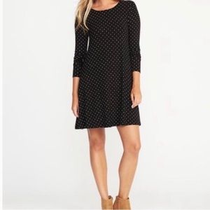 Old Navy Black Polka Dot Swing Dress